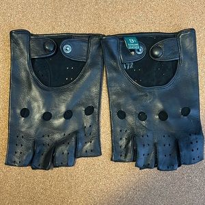 Sermoneta Gloves Half Finger Black Kid Leather Driving Gloves Unlined sz 9.5